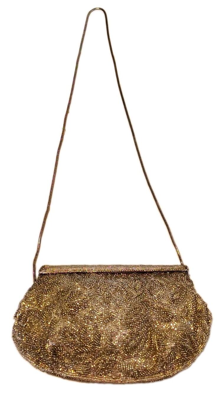 Lord & Taylor NWOT Beaded Evening Bag Silver Snake Chain Crossbody Clutch